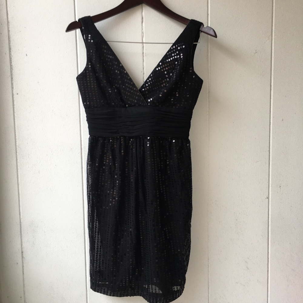 London Times Petite Black Sequin Dress